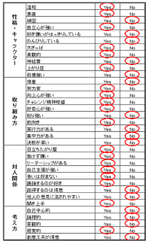 チェックシート記入例